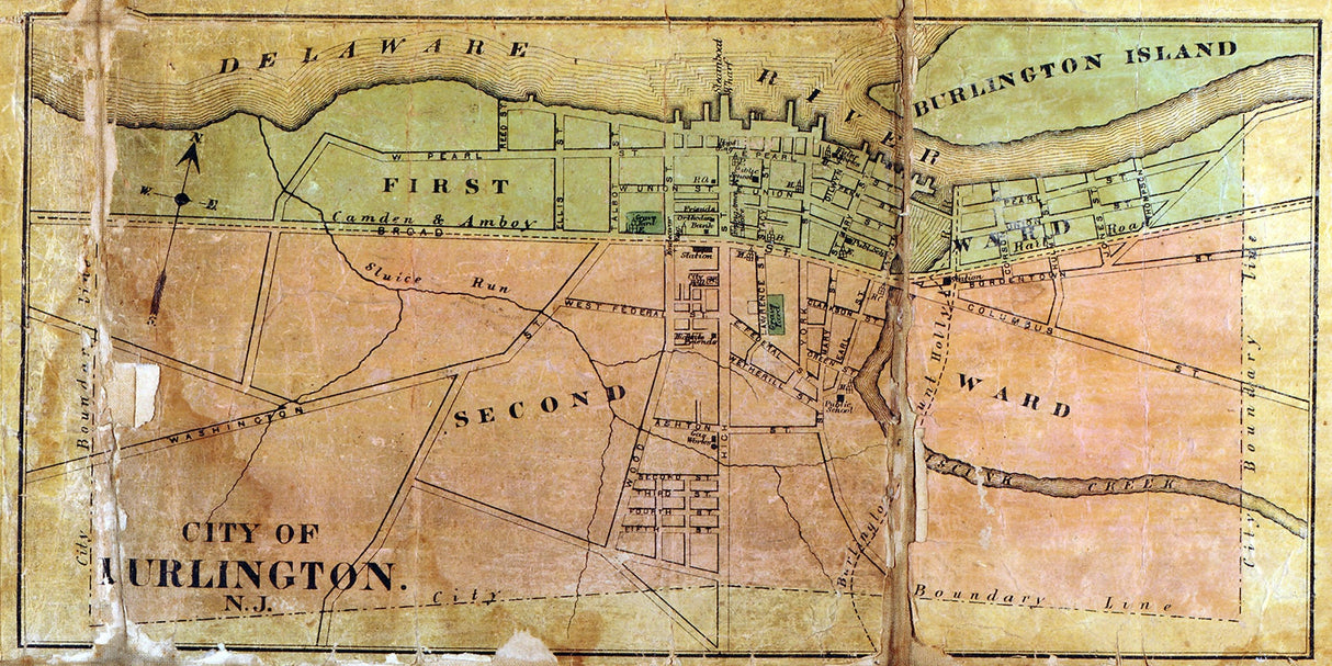 1870 Map of Burlington New Jersey