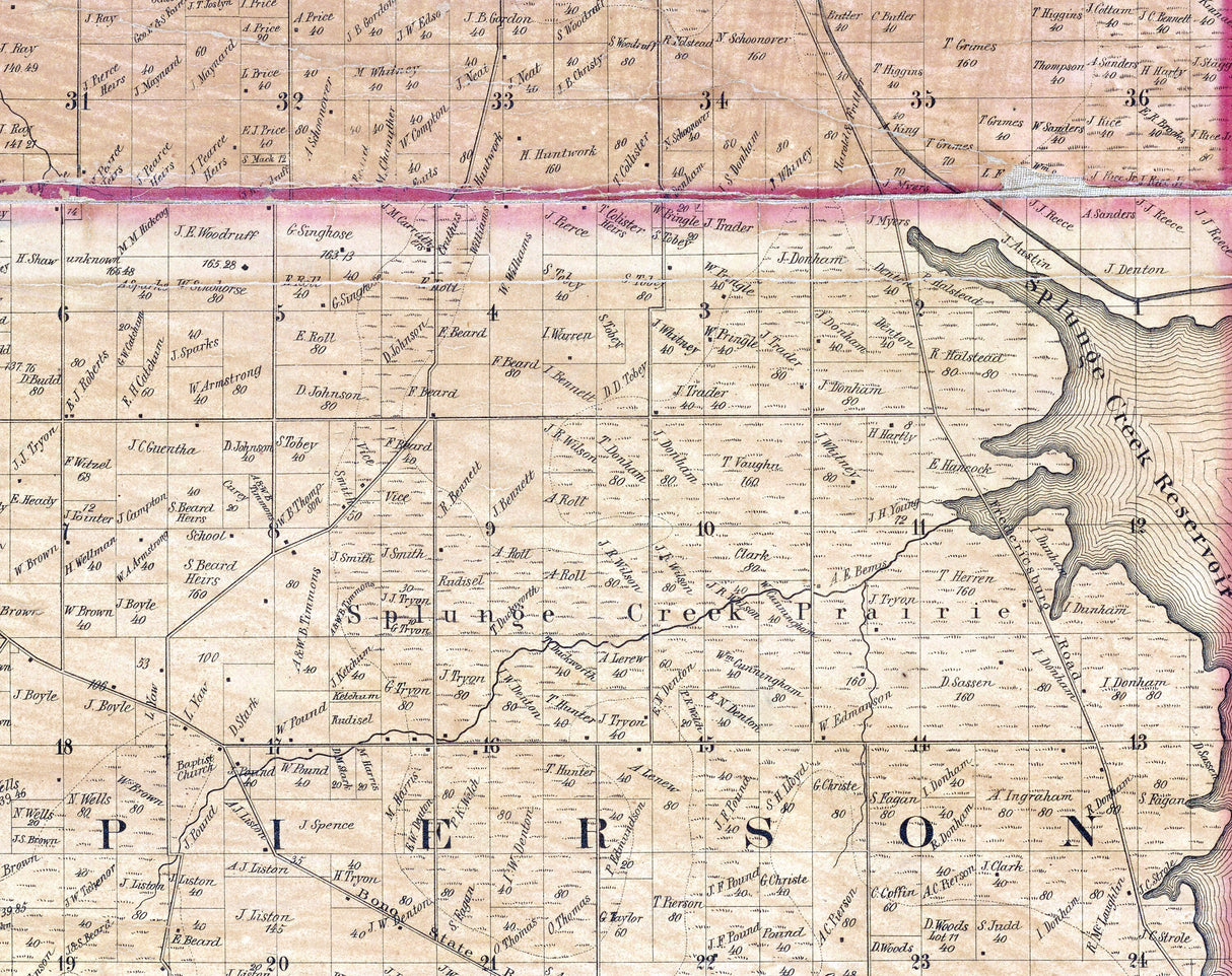 1858 Map of Vigo County Indiana