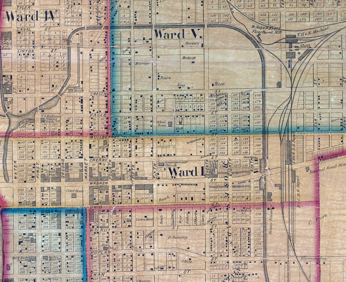 1858 Map of Vigo County Indiana