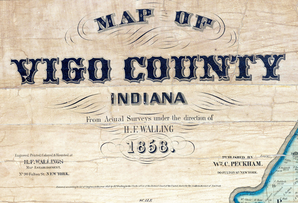 1858 Map of Vigo County Indiana
