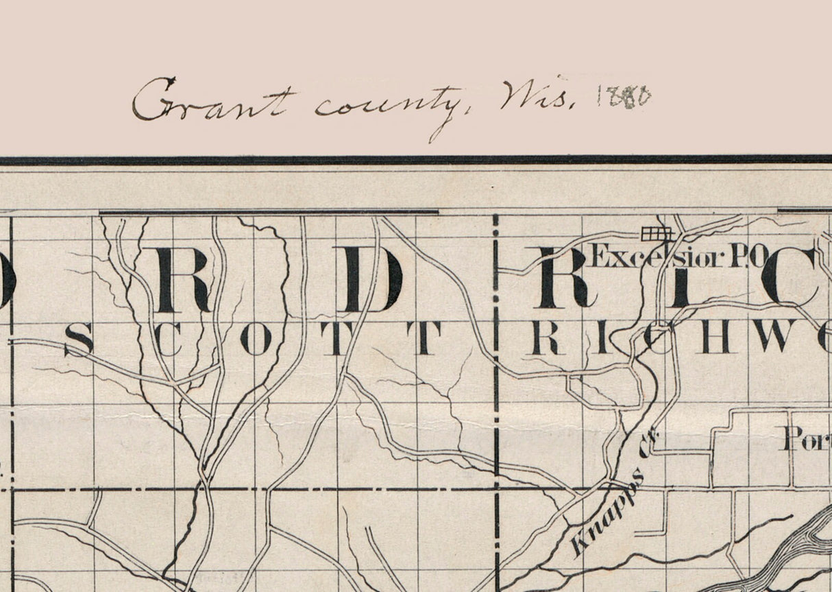 1880 Map of Grant County Wisconsin