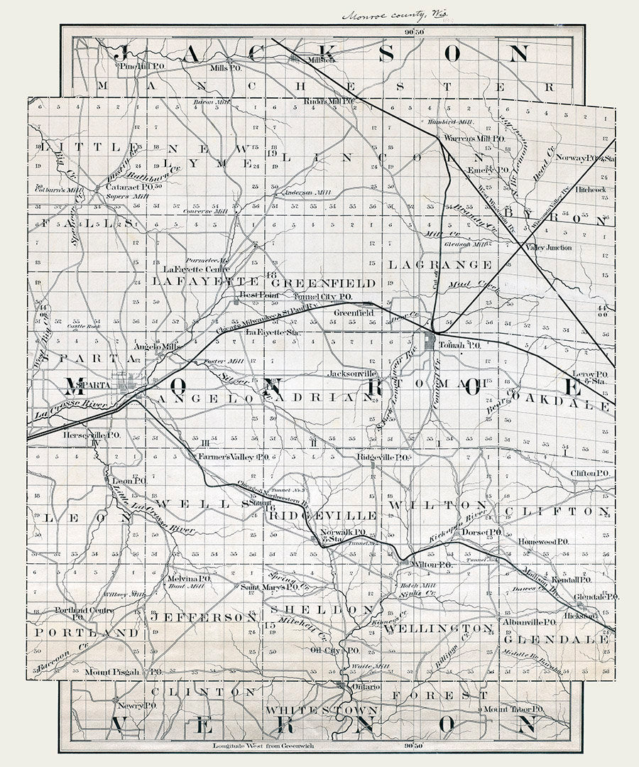 1880 Map of Monroe County Wisconsin