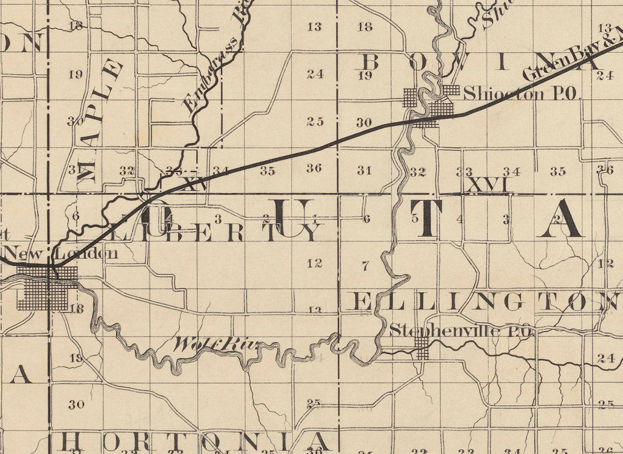 1880 Map of Outagamie County Wisconsin