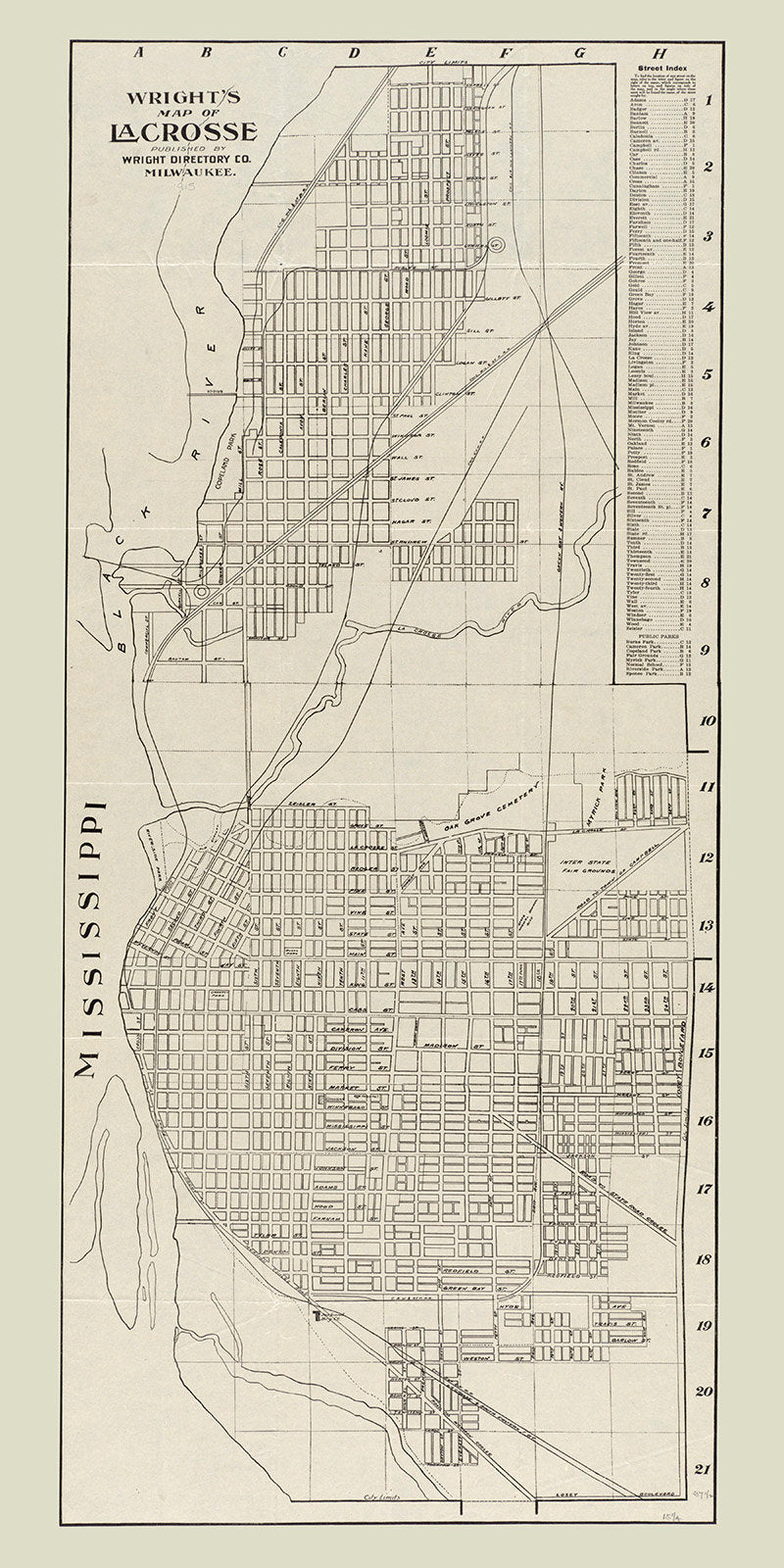 1915 Map of La Crosse Wisconsin
