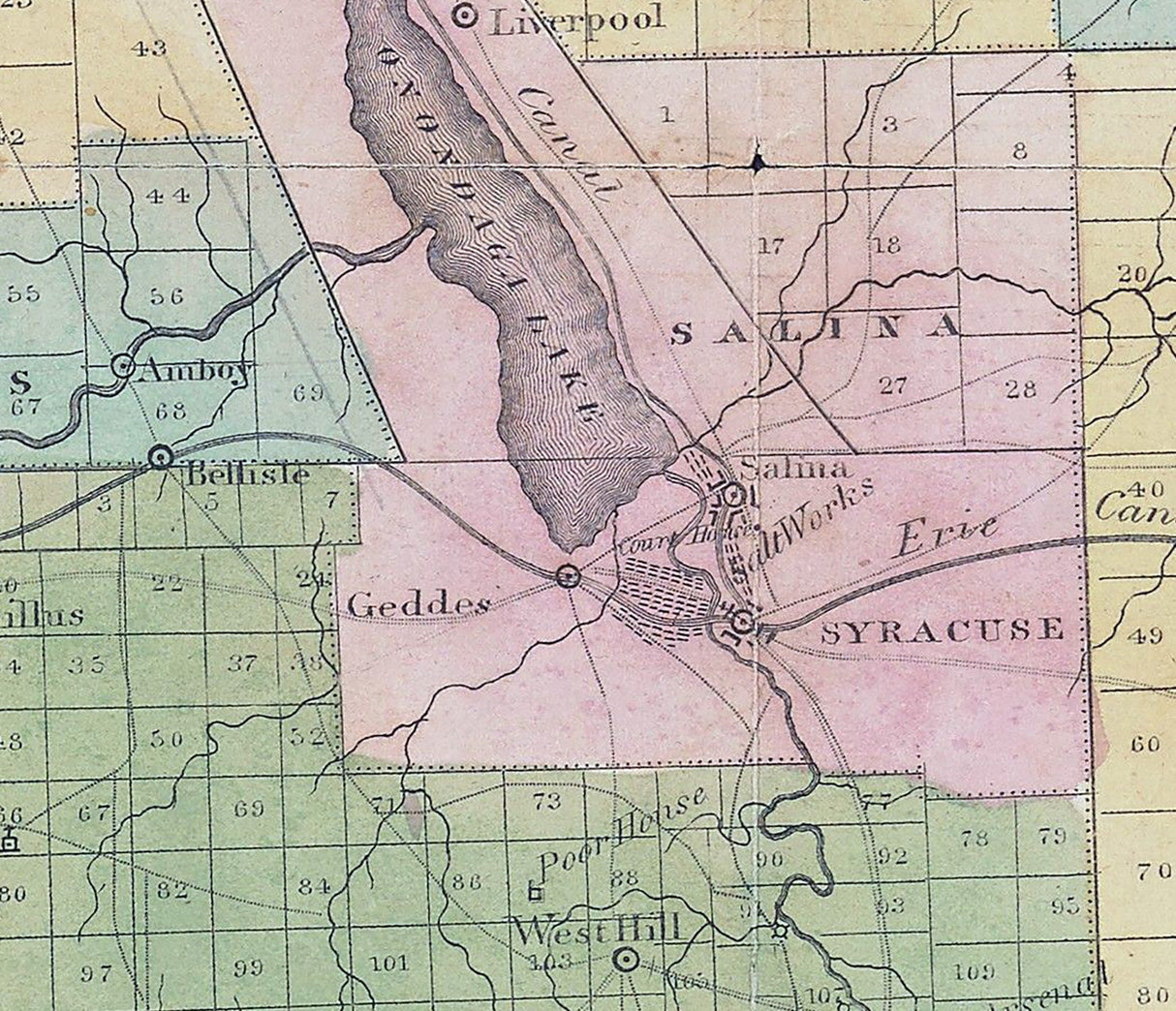 1829 Map of Onondaga County New York