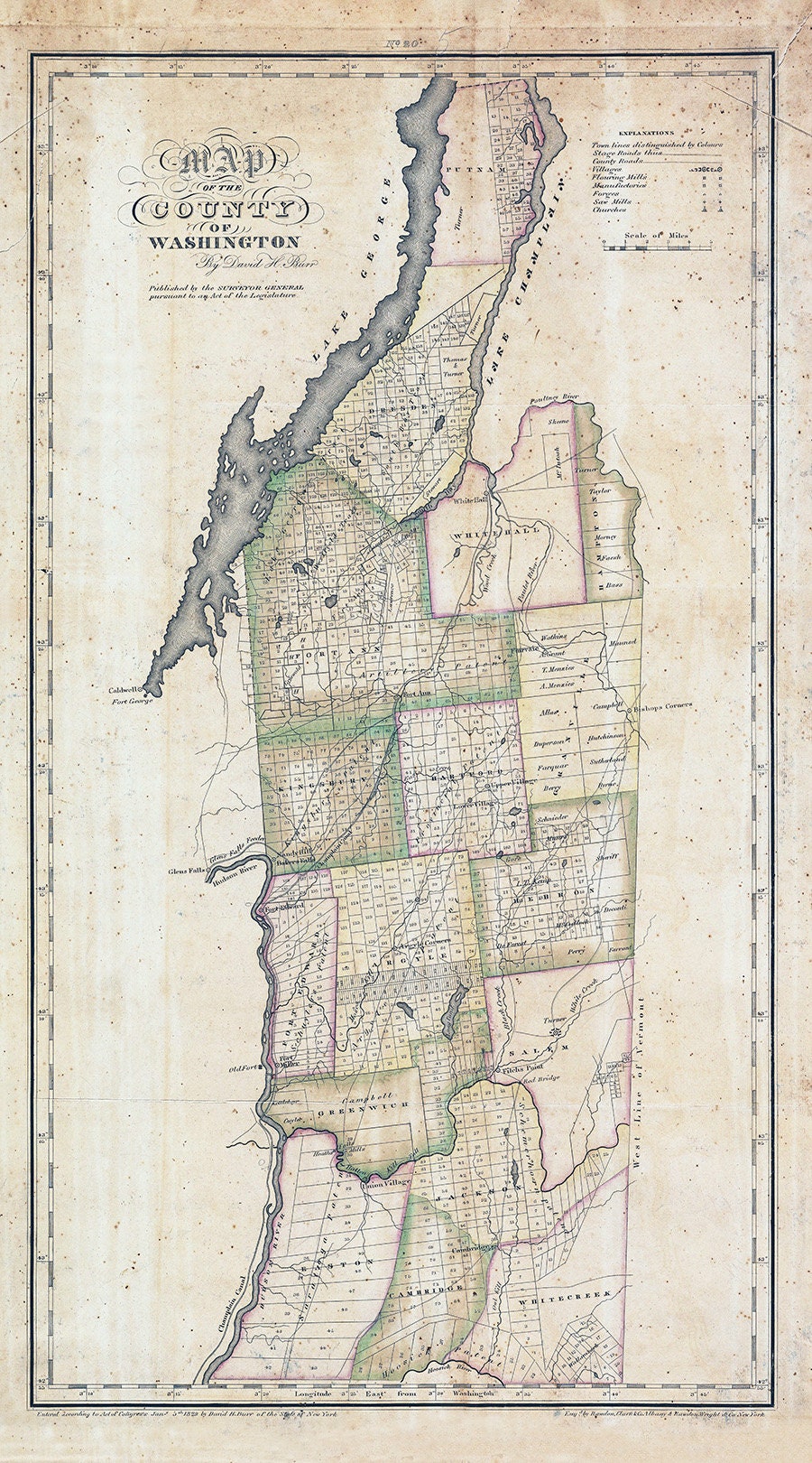 1829 Map of Washington County New York