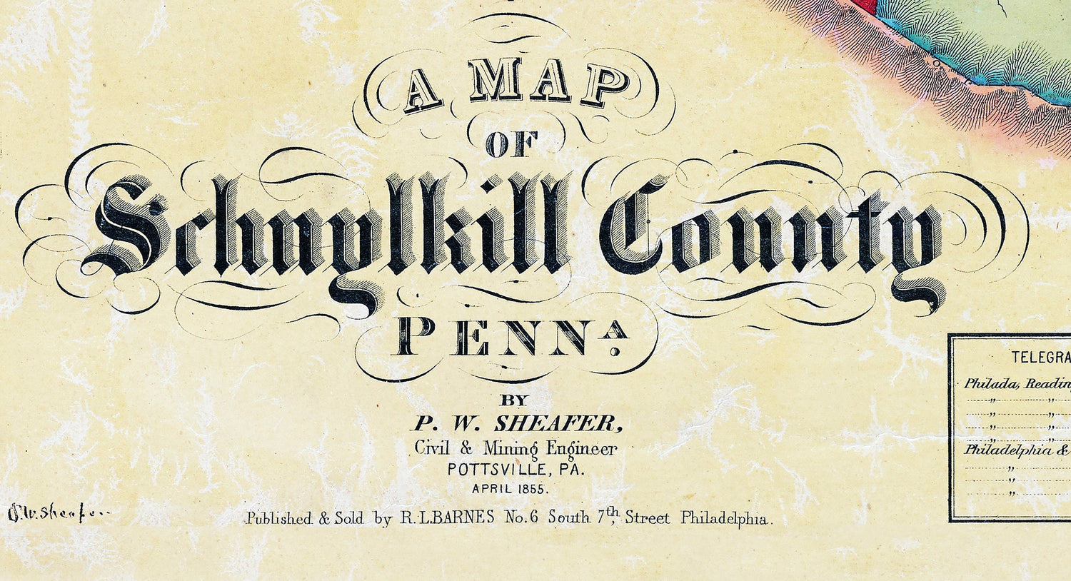 1855 Map of Schuylkill County Pennsylvania