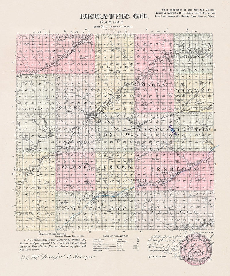 1886 Map of Decatur County Kansas