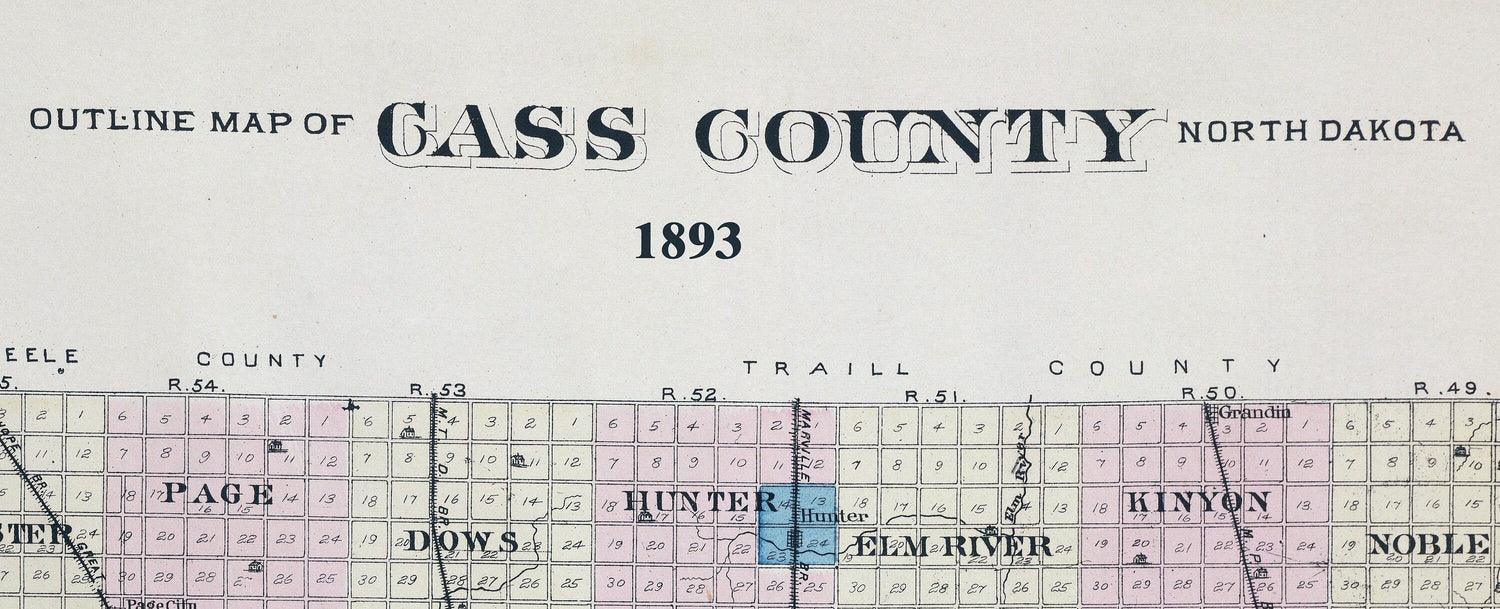 1893 Map of Cass County North Dakota
