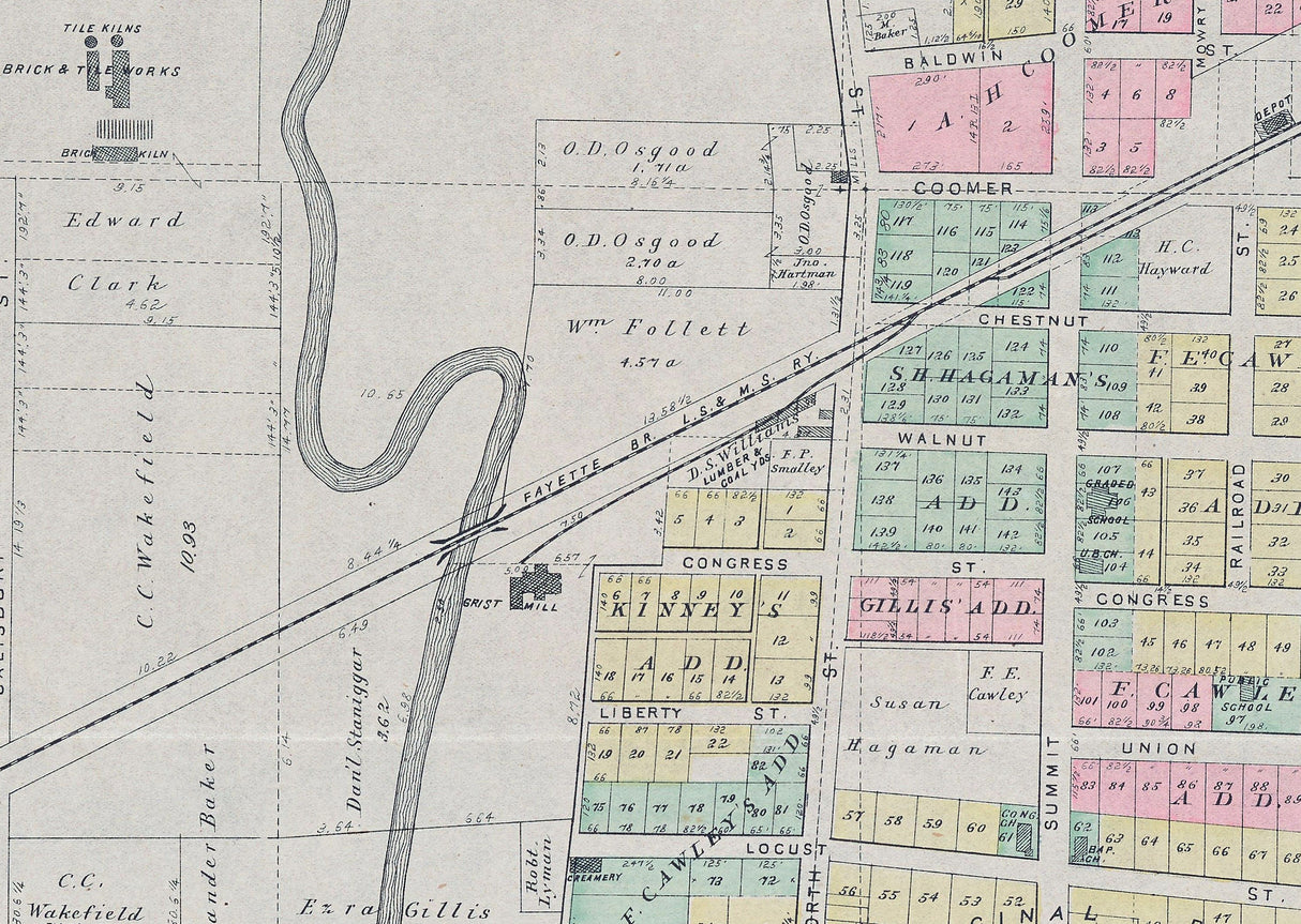1893 Map of Morenci Lenawee County Michigan