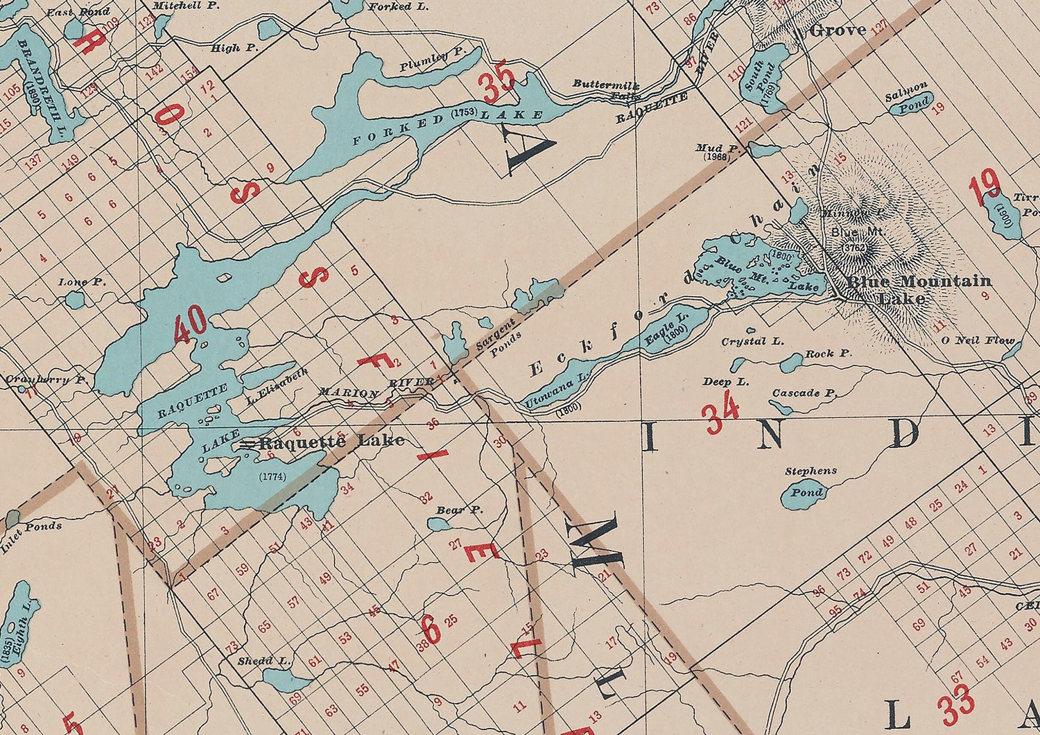 1895 Map of Hamilton and Herkimer County New York