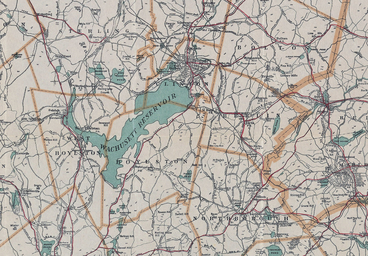 1904 Map of Worcester County Massachusetts