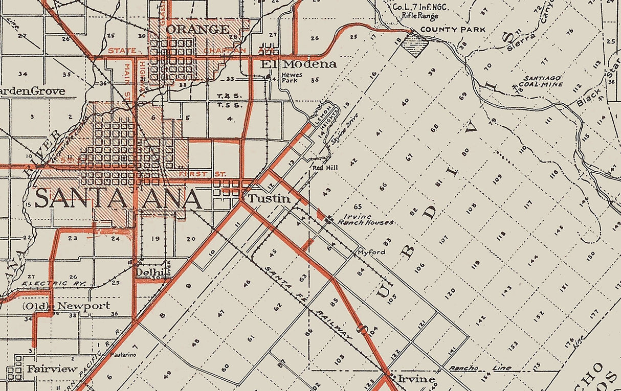 1916 Map of Orange County California