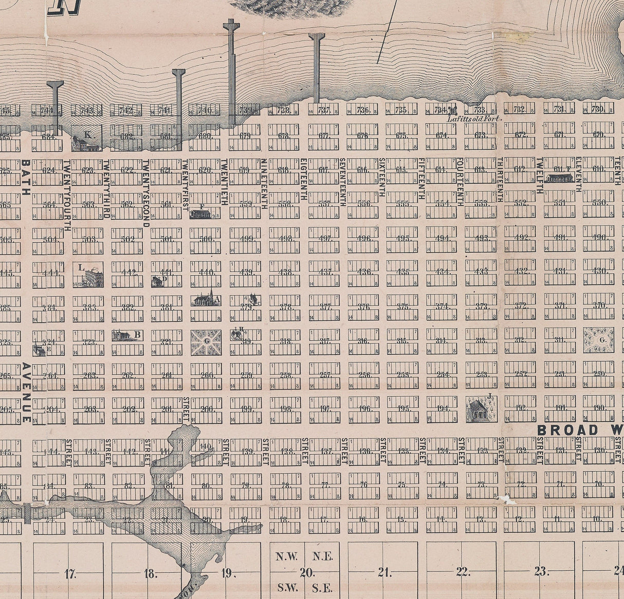1845 Map of Galveston Texas