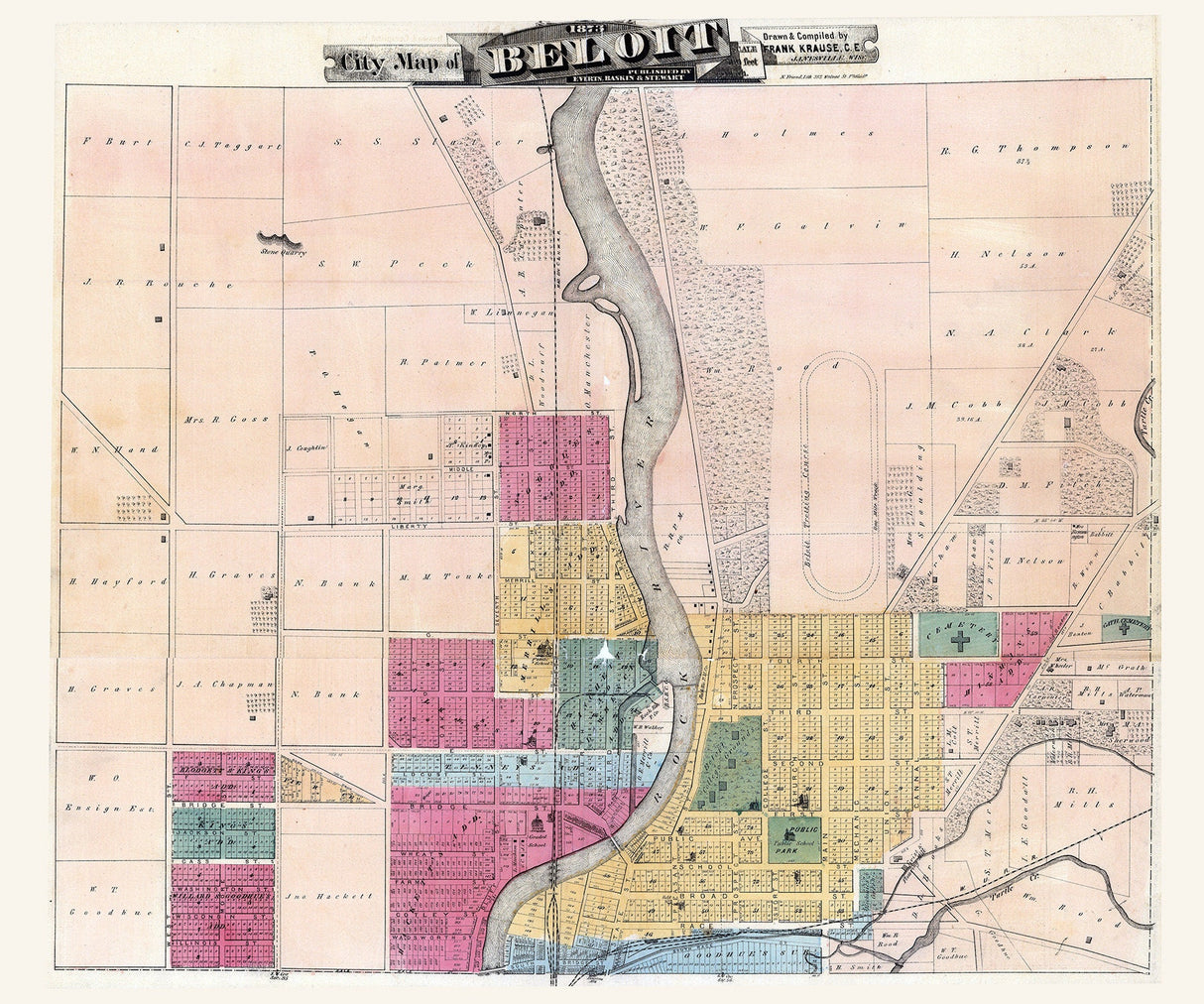 1873 City Map of Beloit Wisconsin