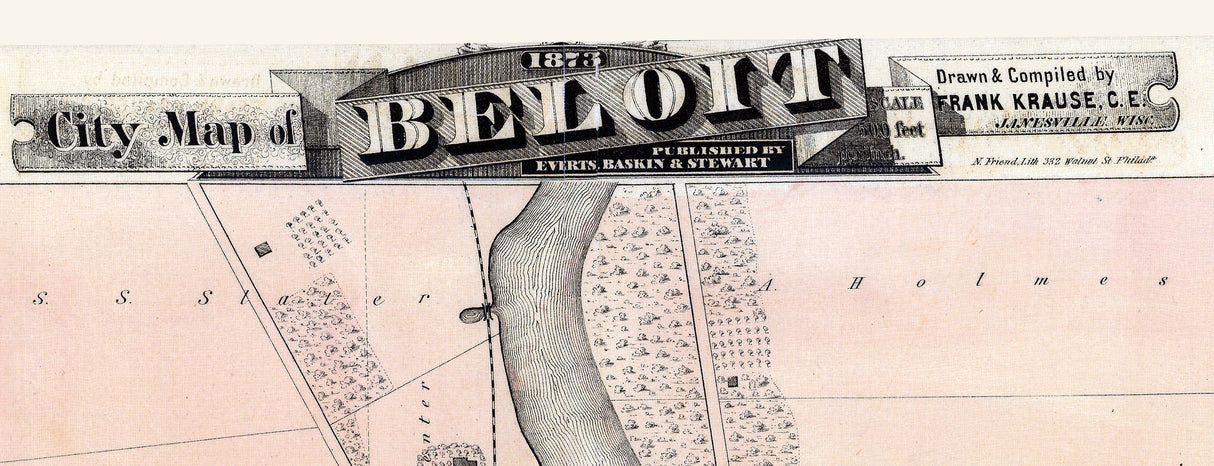 1873 City Map of Beloit Wisconsin