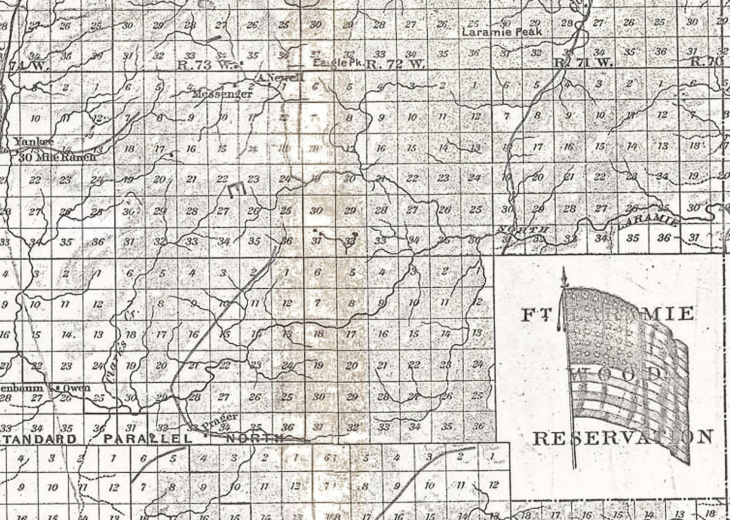 1890 Map of Albany County Wyoming