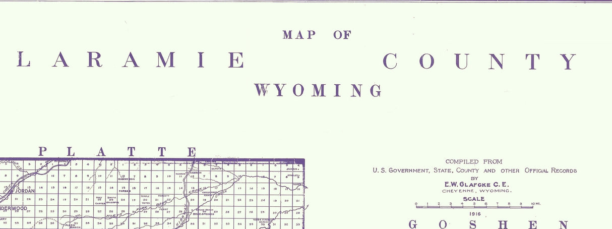 1916 Map of Laramie County Wyoming
