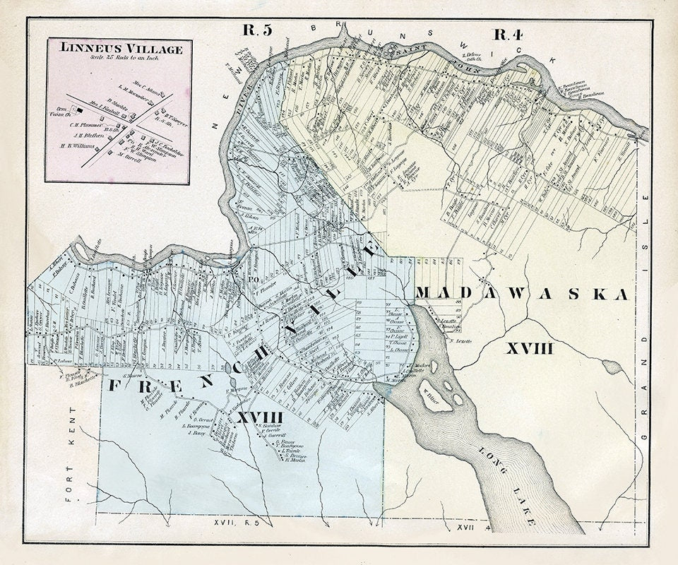 1877 Map of Madawaska Cumberland County Maine