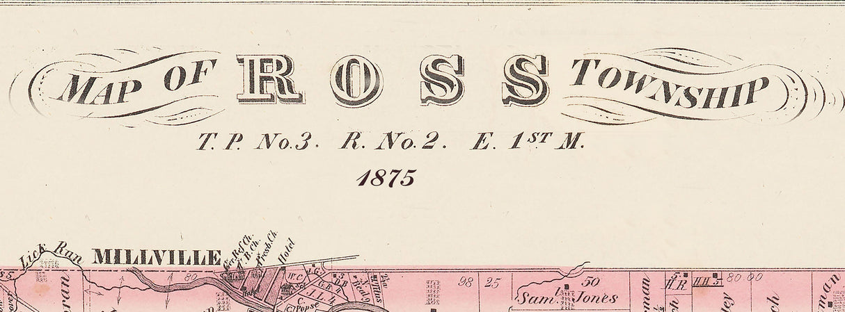 1875 Map of Ross Township Butler County Ohio