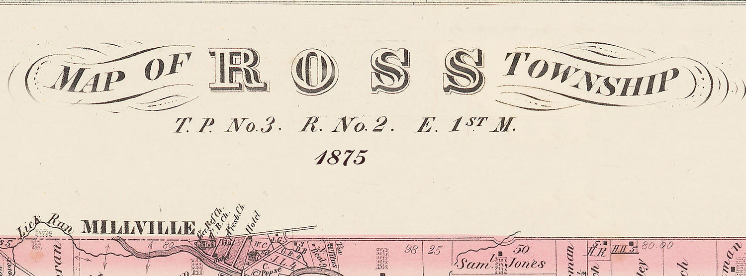 1875 Map of Ross Township Butler County Ohio