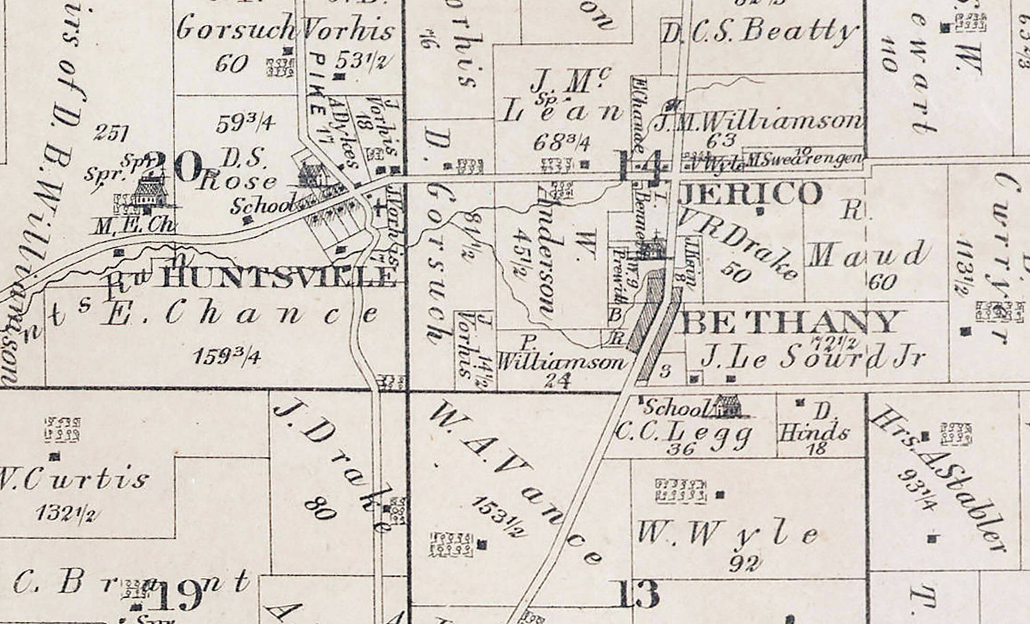 1875 Map of Liberty and Lemon Township Butler County Ohio