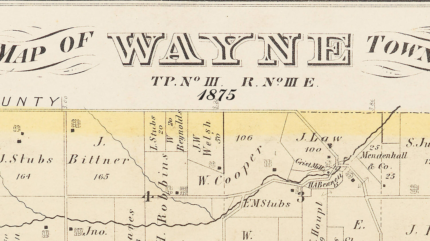 1875 Map of Wayne Township Butler County Ohio