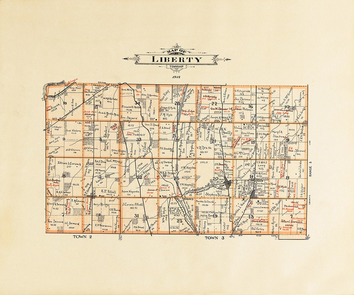 1914 Map of Liberty Township Butler County Ohio
