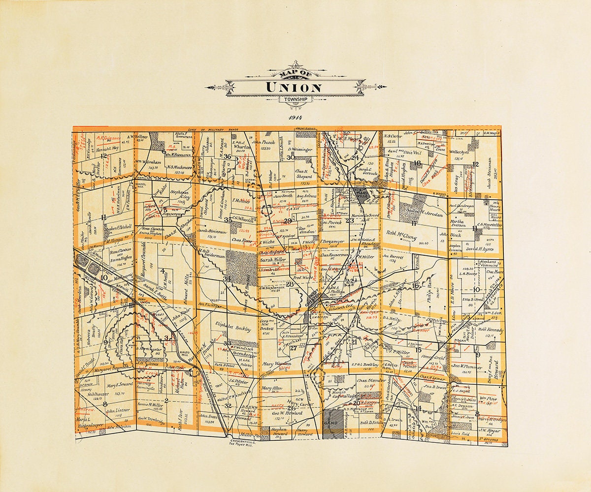 1914 Map of Union Township Butler County Ohio