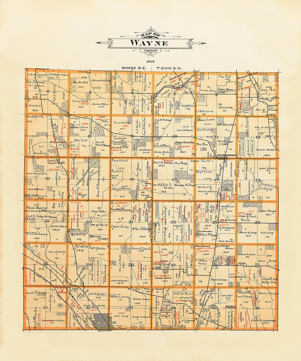 1914 Map of Wayne Township Butler County Ohio