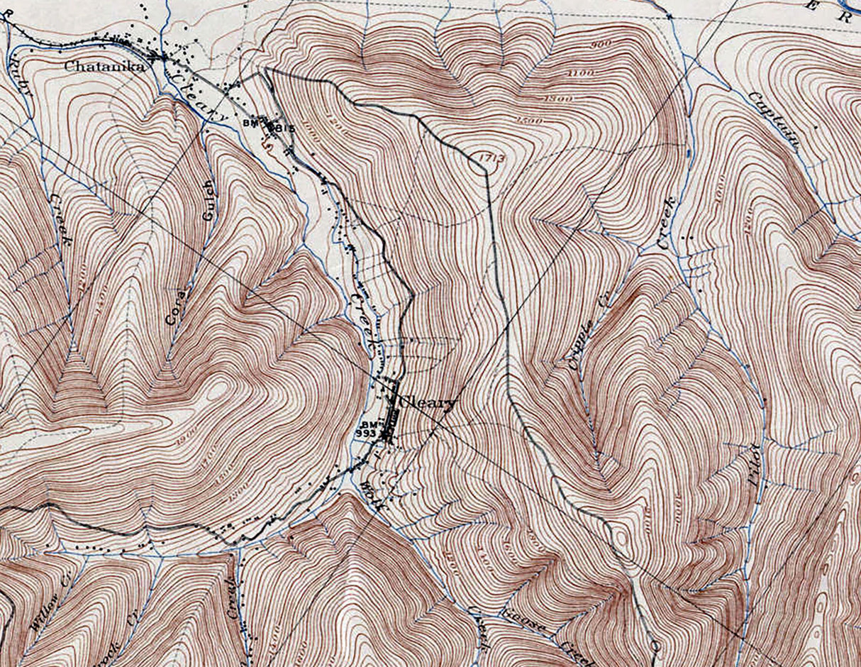 1908 Map of Fairbanks Alaska and Environs