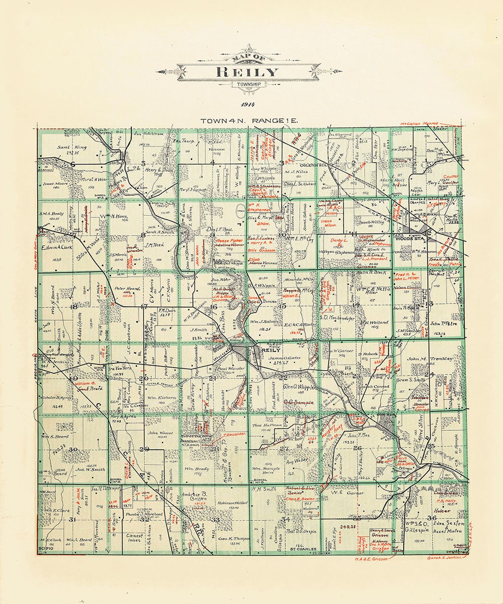 1914 Map of Reily Township Butler County Ohio