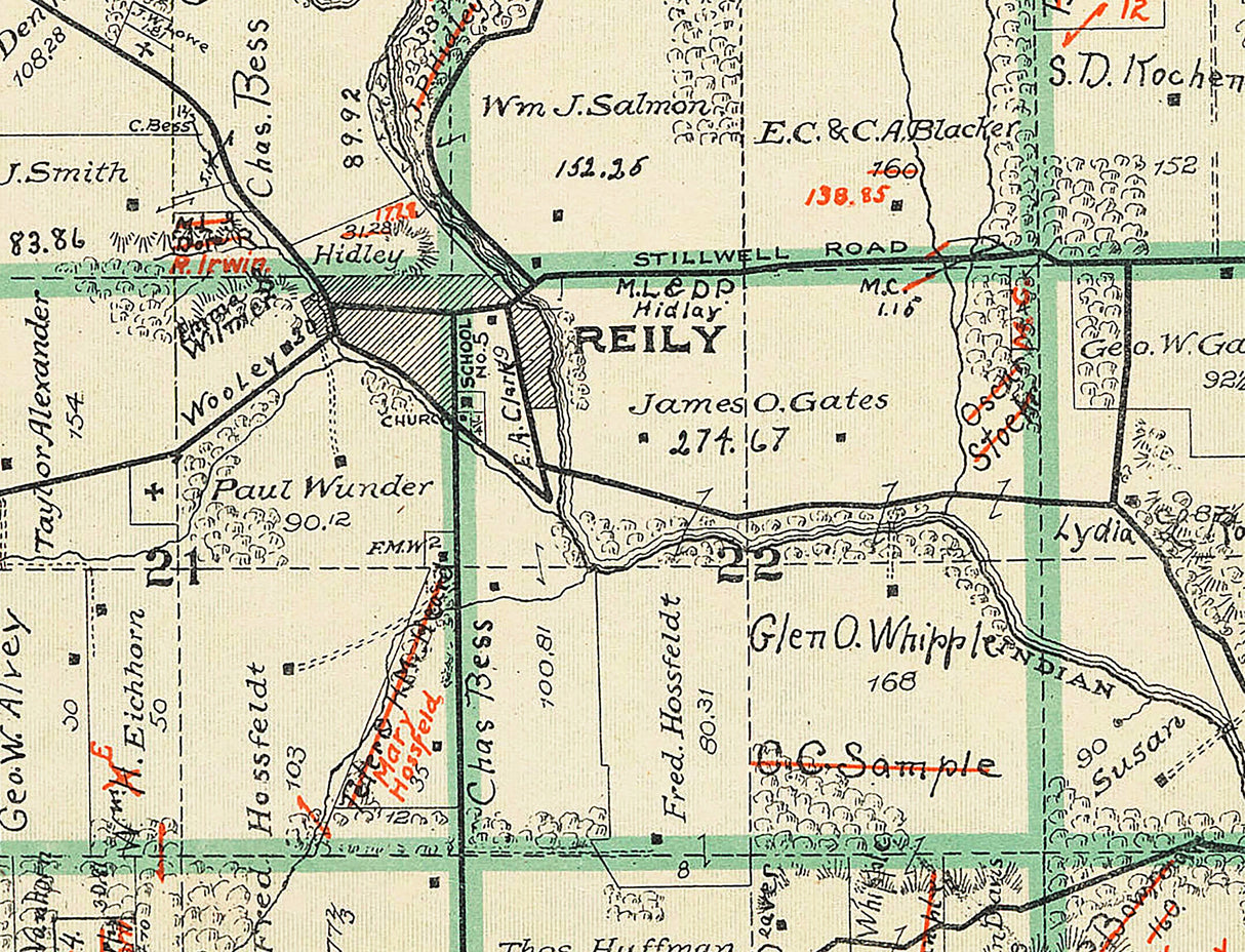 1914 Map of Reily Township Butler County Ohio
