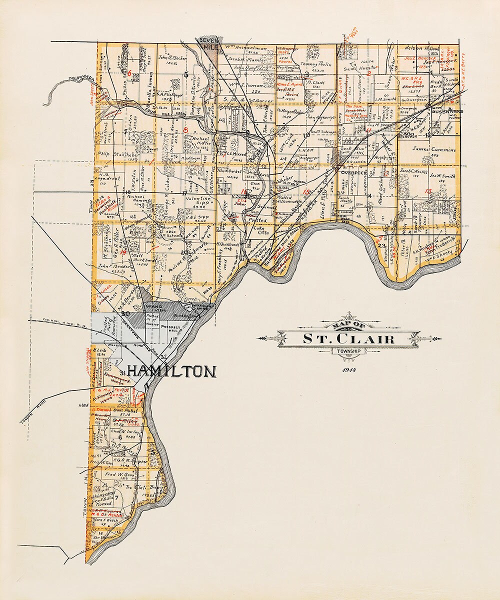 1914 Map of St Clair Township Butler County Ohio