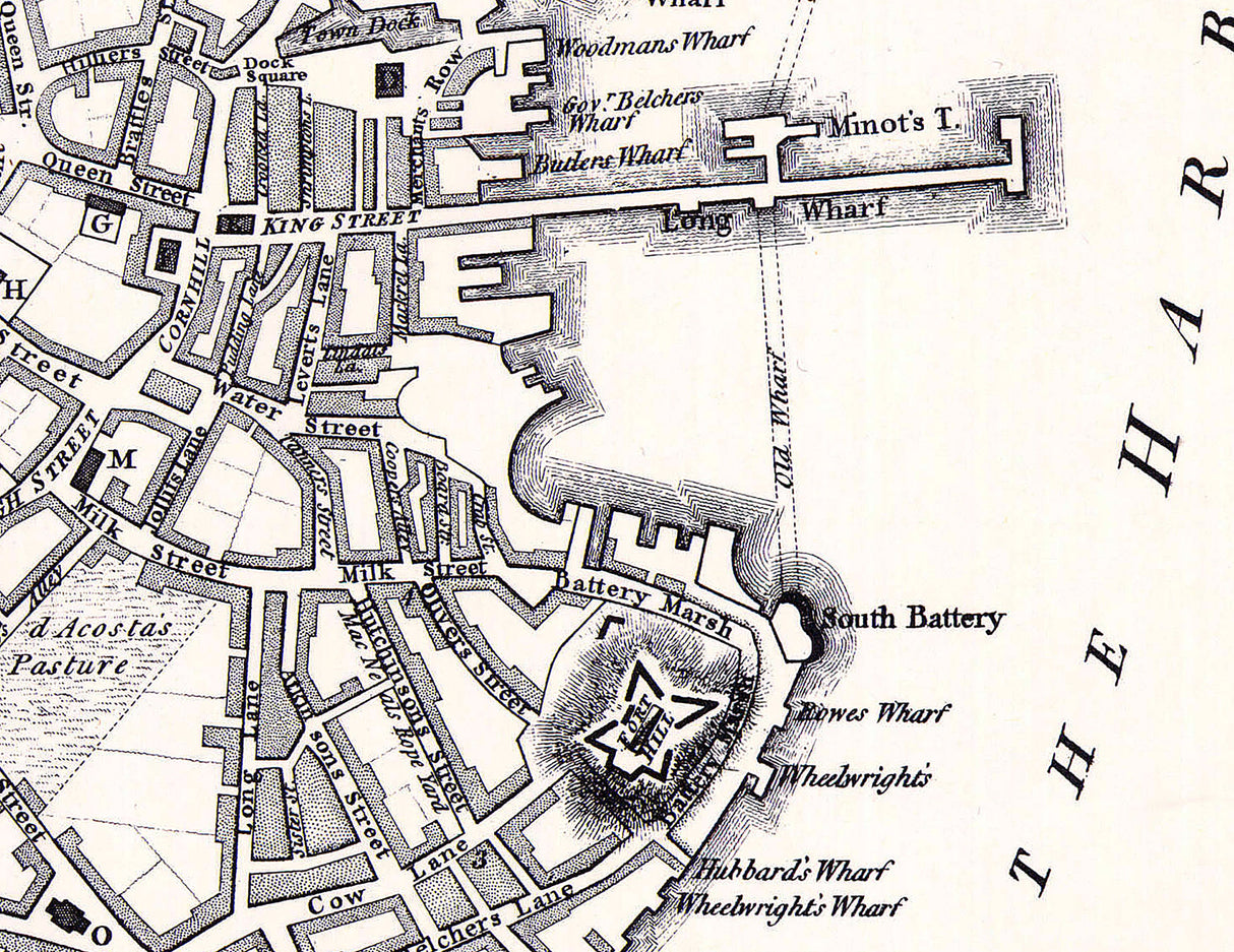 1775 Town Map of Boston Massachusetts