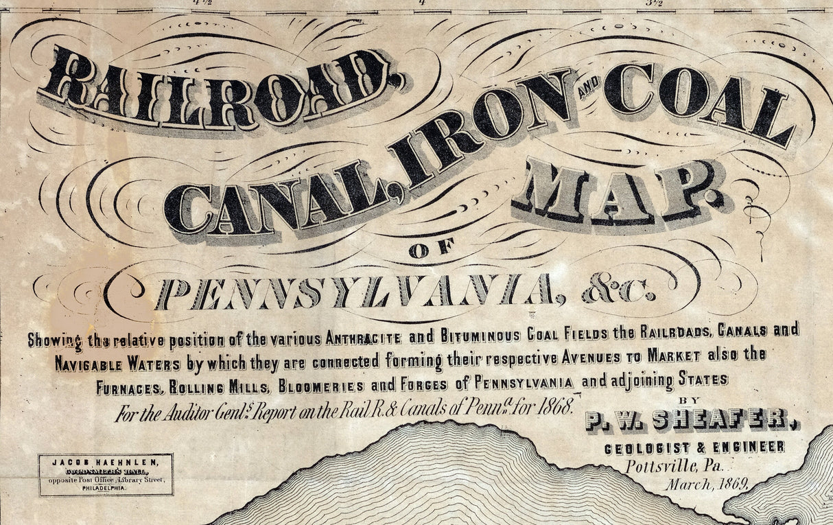 1869 Railroad Canal Iron & Coal Map of Pennsylvania