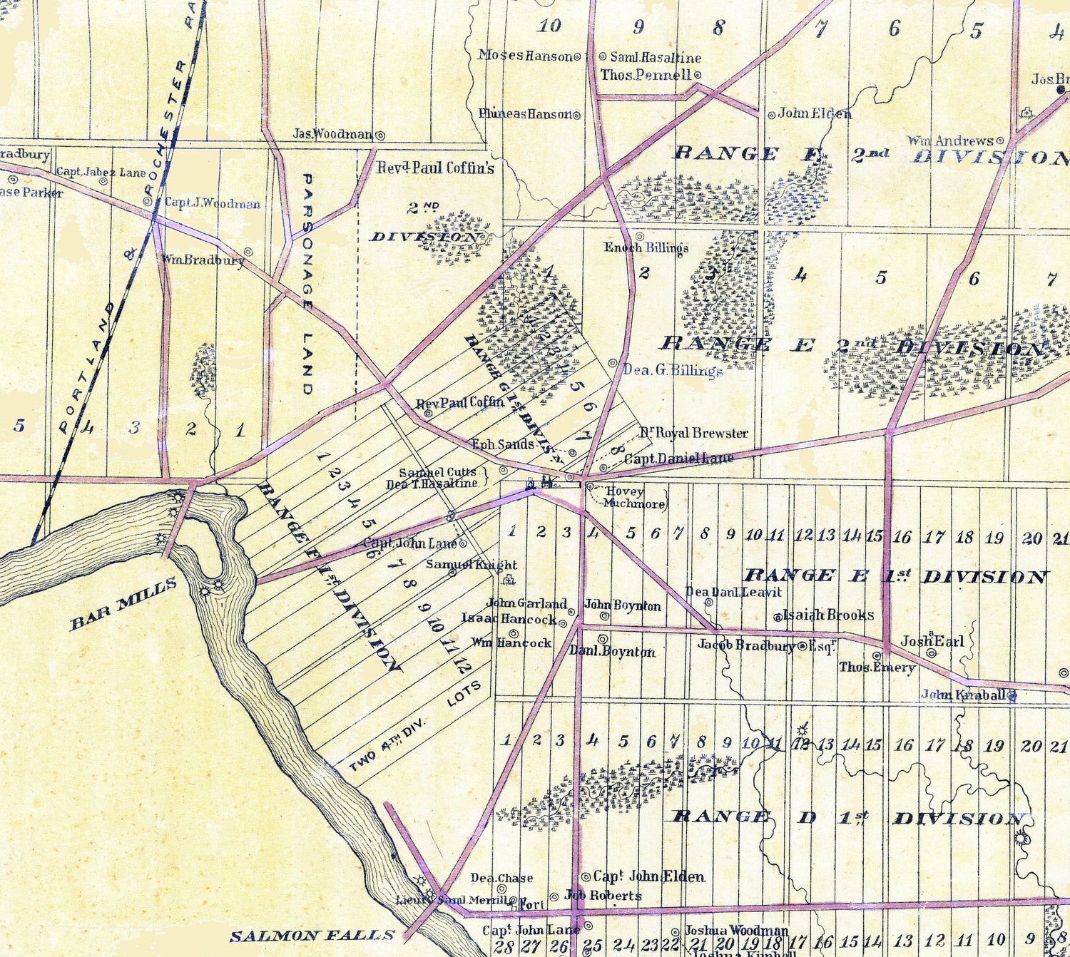 1870 Town Map of Buxton Maine