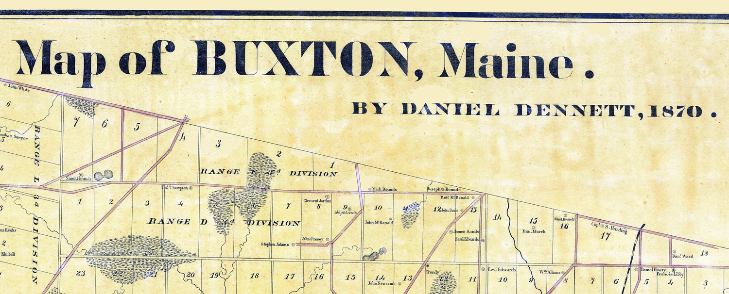 1870 Town Map of Buxton Maine