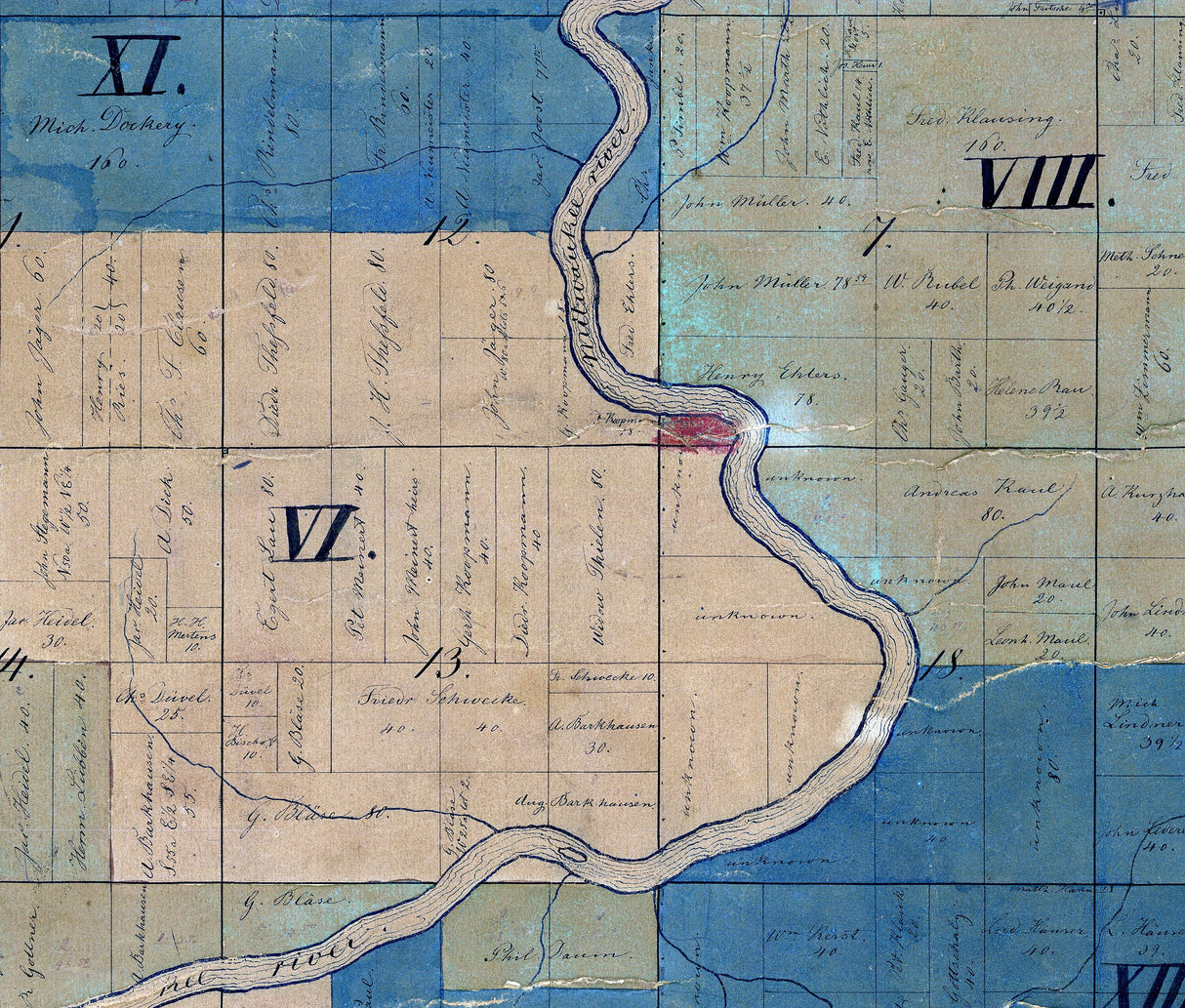 1872 Farm Line Map of Mequon Wisconsin