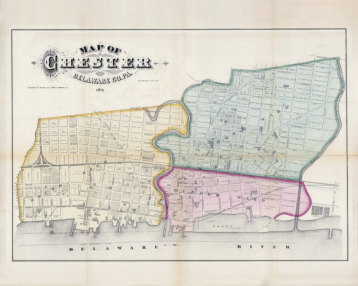1875 Map of Chester Delaware County Pennsylvania