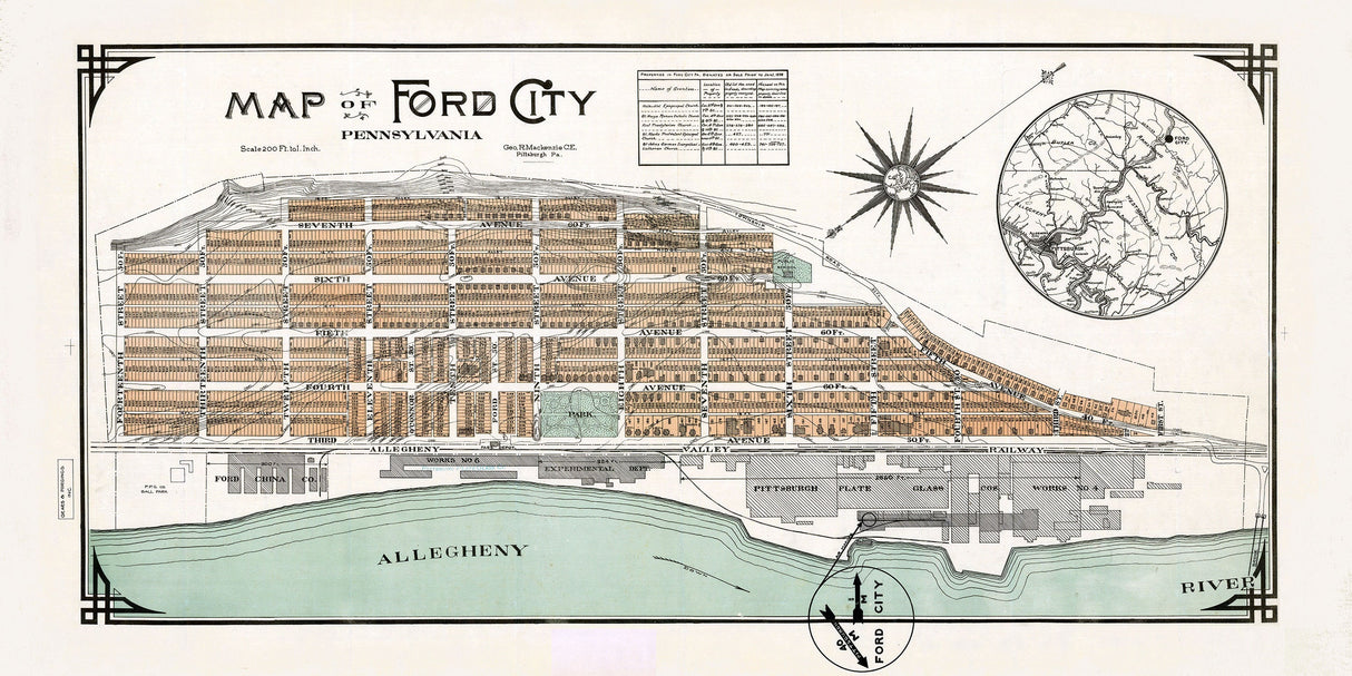 1898 Map of Ford City Pennsylvania