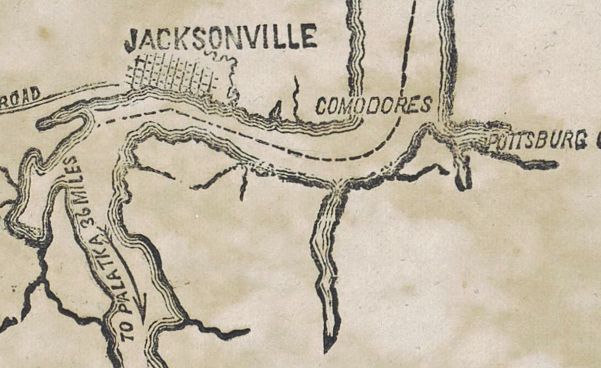 1900 Map of the Saint Johns River Florida Jacksonville Saint Augustine Palatka
