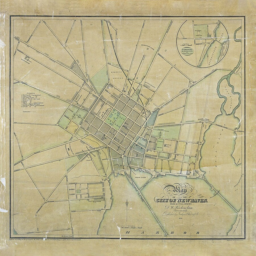 1830 Map of the City of New Haven Connecticut