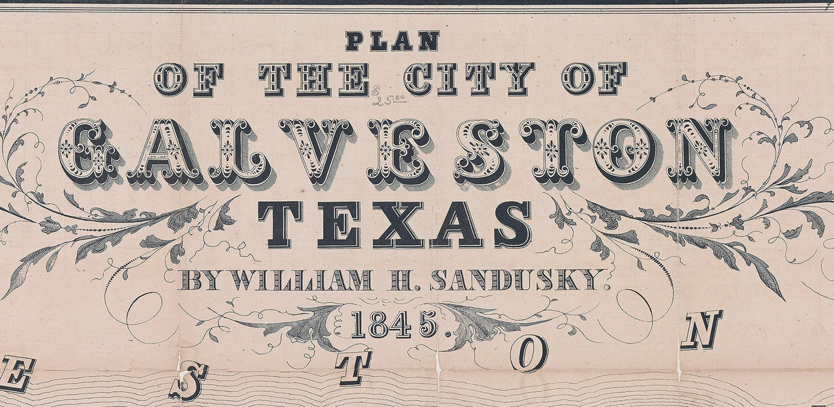 1845 Map of Galveston Texas