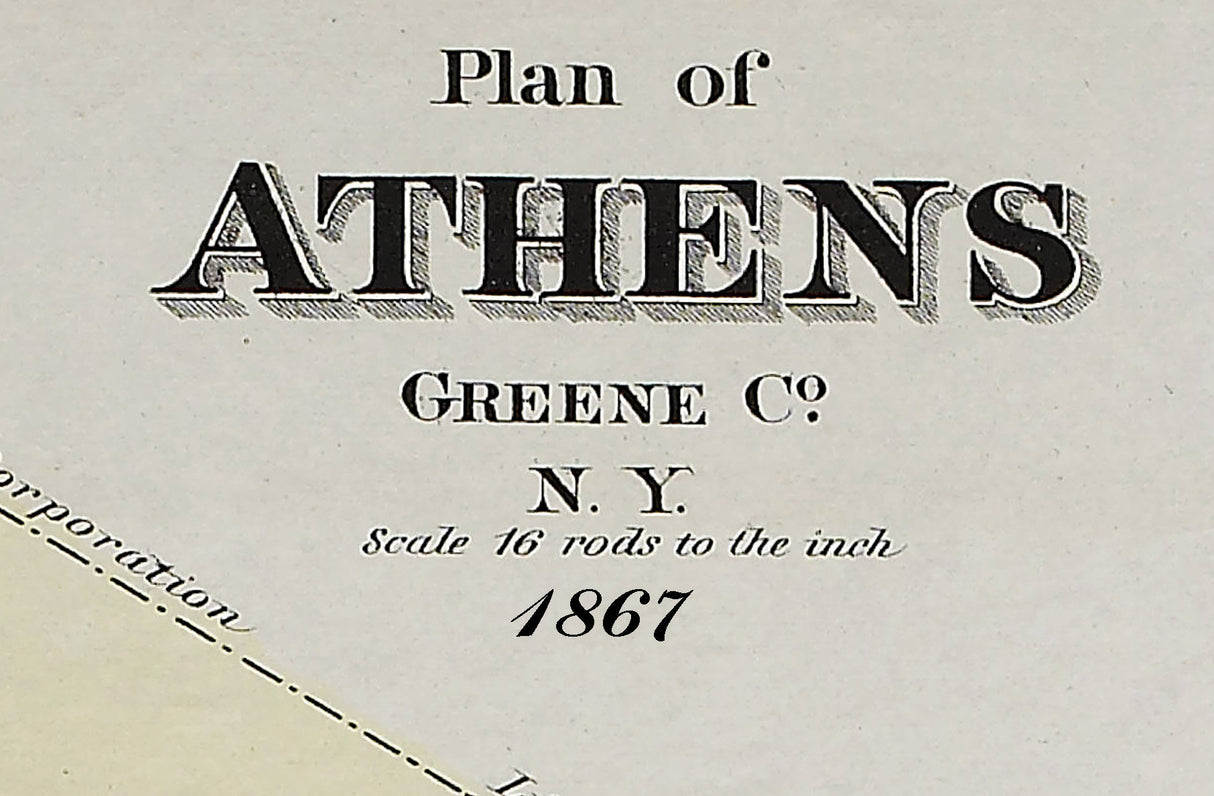 1867 Town Map of Athens Greene County New York