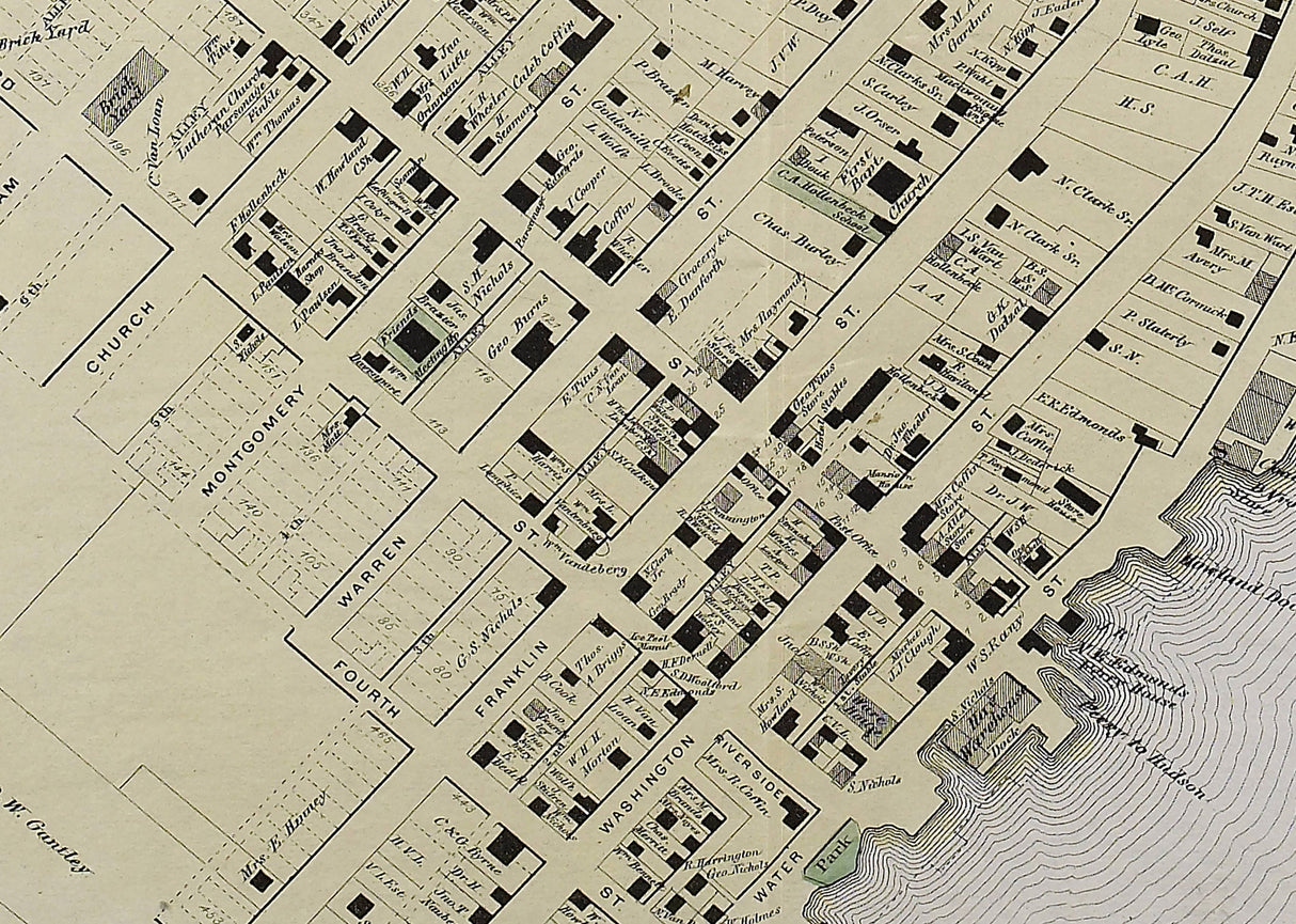 1867 Town Map of Athens Greene County New York