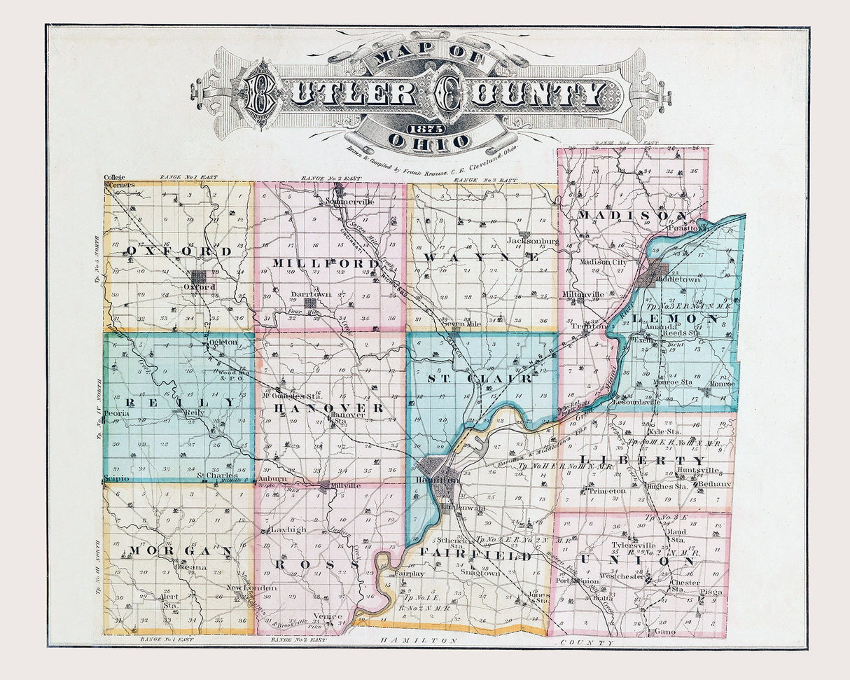 1875 Map of Butler County Ohio