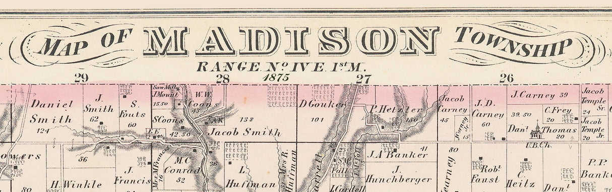 1875 Map of Madison Township Butler County Ohio