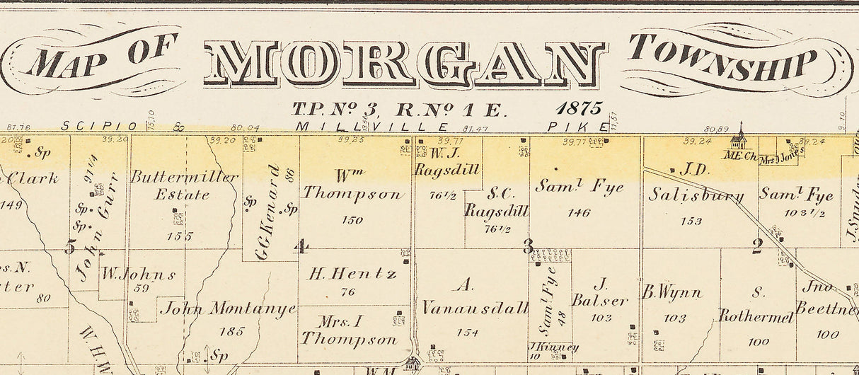 1875 Map of Morgan Township Butler County Ohio
