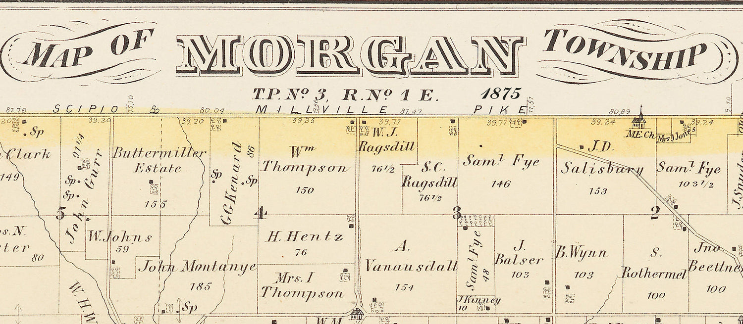 1875 Map of Morgan Township Butler County Ohio
